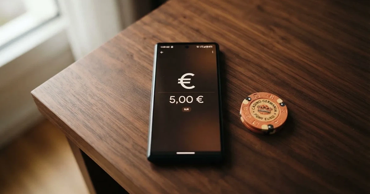 Schreibtisch mit einem Smartphone, auf dessen Bildschirm eine Kontobewegung mit Datum und Betrag in Euro angezeigt wird, daneben eine Bankkarte.