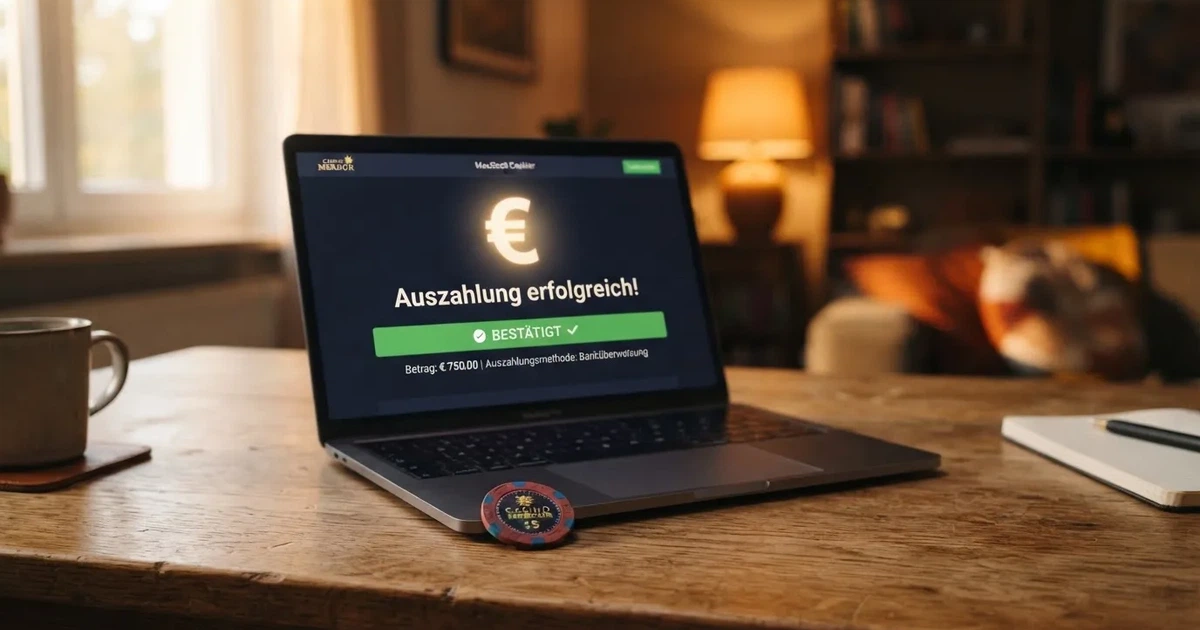 Bildschirm einer Kassenseite mit Auszahlungsstatus in Bearbeitung.